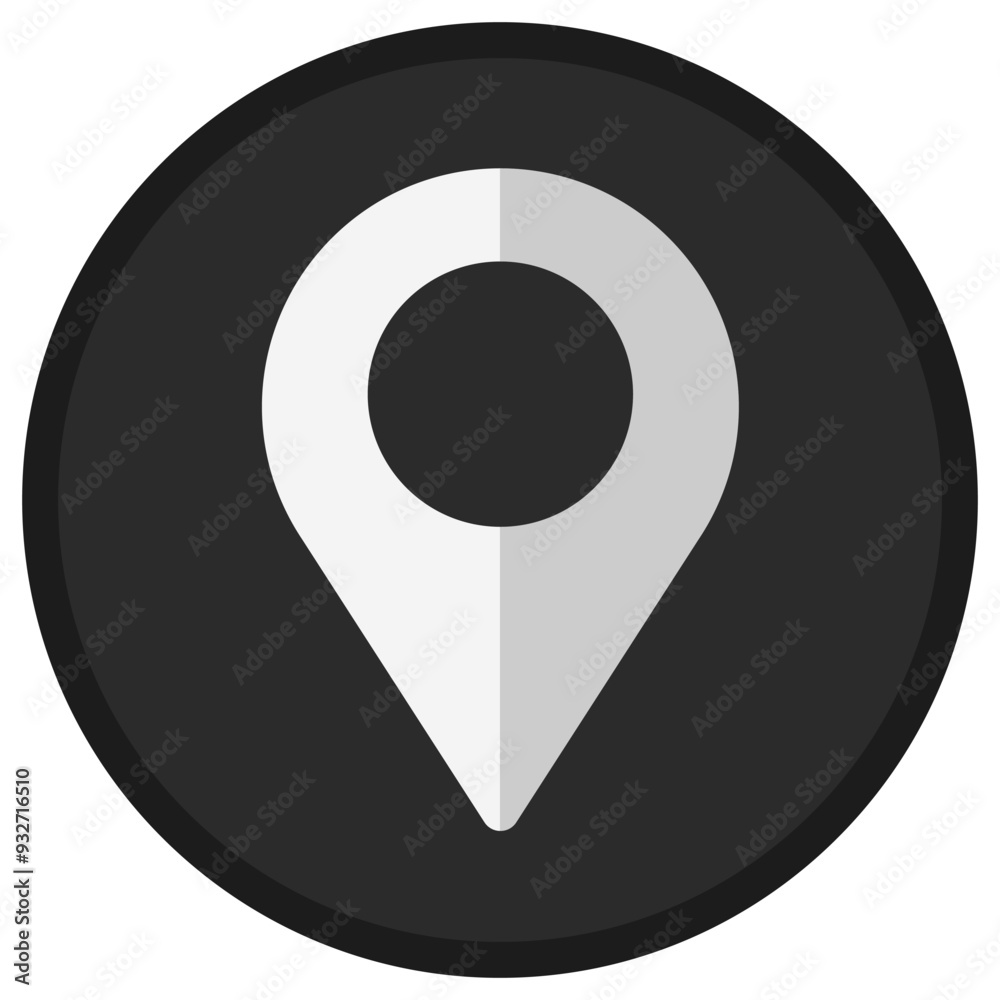 Wall mural map pointer flat icon button isolated on white background.