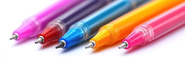 Colour pens, on the white background