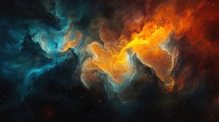 Image of a nebula with complex, flowing gas clouds and vibrant colors, showing the dynamic process of celestial flux.
