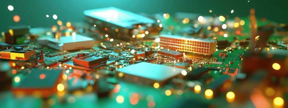 E-waste dump, discarded electronics, toxic materials, soft diffused light