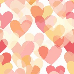 Seamless pattern of pastel ombre hearts fading from blush pink to buttery yellow