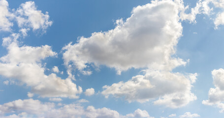 Panoramic  view of unsurpassed beauty of clouds in blue summer sky over the northern Israel