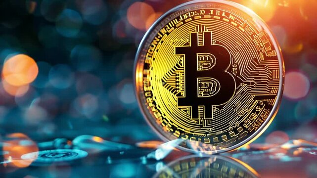 bitcoin floating in the air in a big bubble for risky investments or danger of crypto currencies trading 