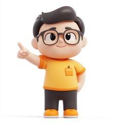 3D character of a teacher wearing glasses