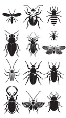 Insects And Bugs Icons - Black Series vector