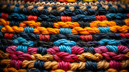 Colorful Woven Rope Texture - Macro Photography