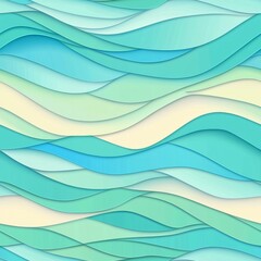 Obraz premium Seamless pattern of pastel ombre waves transitioning from mint green to light blue