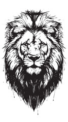Obraz premium lion drawn with ink from the hands of a predator tattoo logo vector