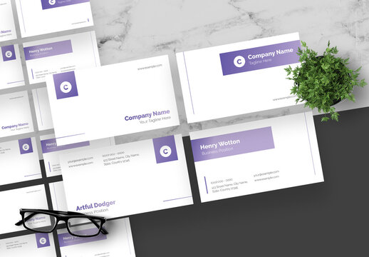 Purple Gradient And White Business Card 