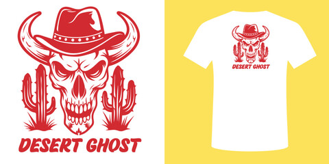 "Desert winds whisper through the bison skull’s hollow, cowboy hat perched on a cactus © Jauri