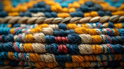 Closeup of Colorful Woven Rope Texture - Illustration