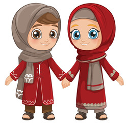 Muslim Children Holding Hands