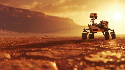 Rover exploring the surface of a red planet