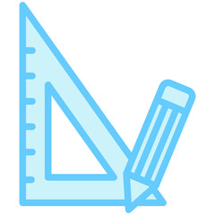 Ruler Triangle dual tone blue color icon, relate to education theme use for modern concept, UI or UX kit, web and app development
