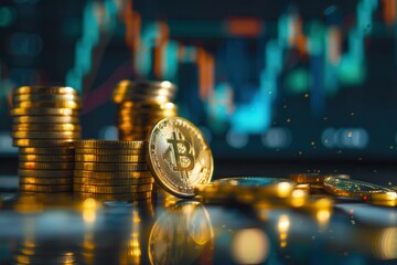 Gold Investment. Money Money: Coins Arranged in Saving and Investment Concept