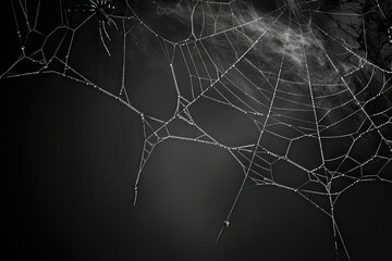 Goth. Creepy Spider Web Border in Realistic Halloween Background