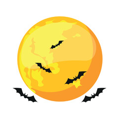 Bats Flying Halloween with Moon