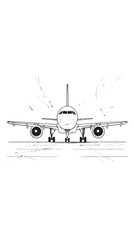 Obraz premium One line airplane. Travel aviation, private plane and airlines linear sketch vector illustration