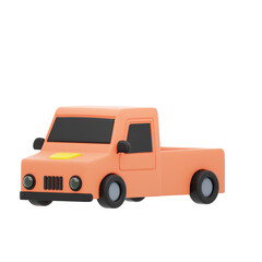 orange pickup 3d illustration