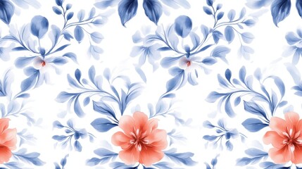 Obraz premium damask pattern featuring intricate floral motifs, seamlessly flowing in a Watercolor style