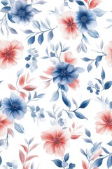 Fototapeta premium damask pattern featuring intricate floral motifs, seamlessly flowing in a Watercolor style