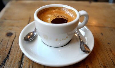 Fototapeta premium Creative Abstract Espresso Design for National Espresso Day. Minimalist Coffee Cup Silhouette with Elegant Gradient Texture. Stylish Marketing Template for Beverage Enthusiasts. Artistic UI Web Poster