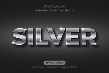 Silver Metallic editable text effect,font graphic style Ideal for graphic design projects requiring a premium metallic look