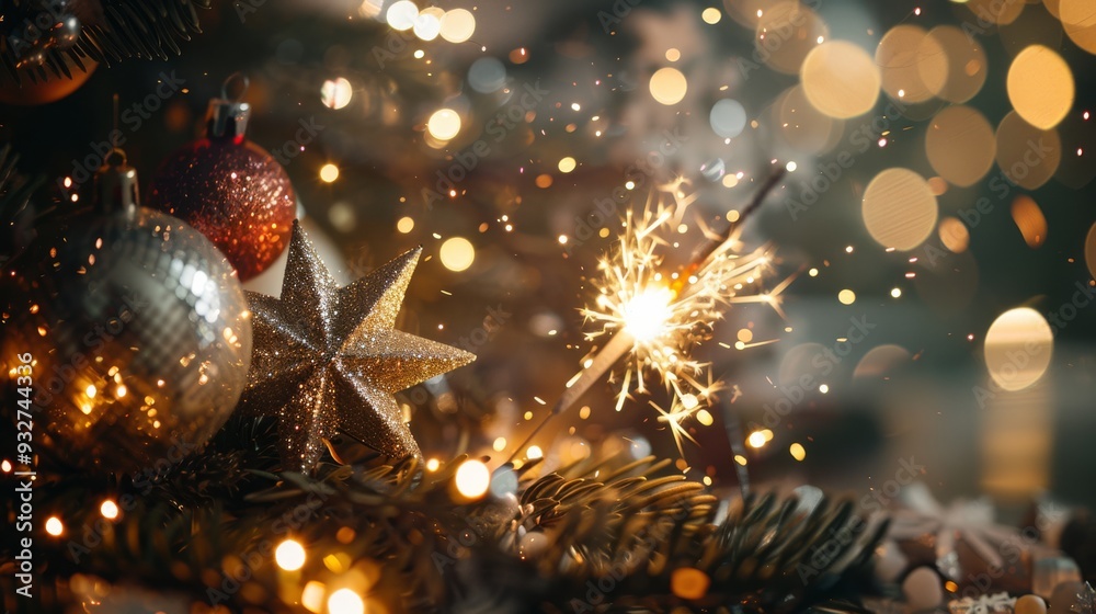 Poster sparkler illuminating a festive scene