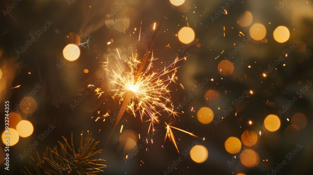 Aufkleber sparkler with festive bokeh background