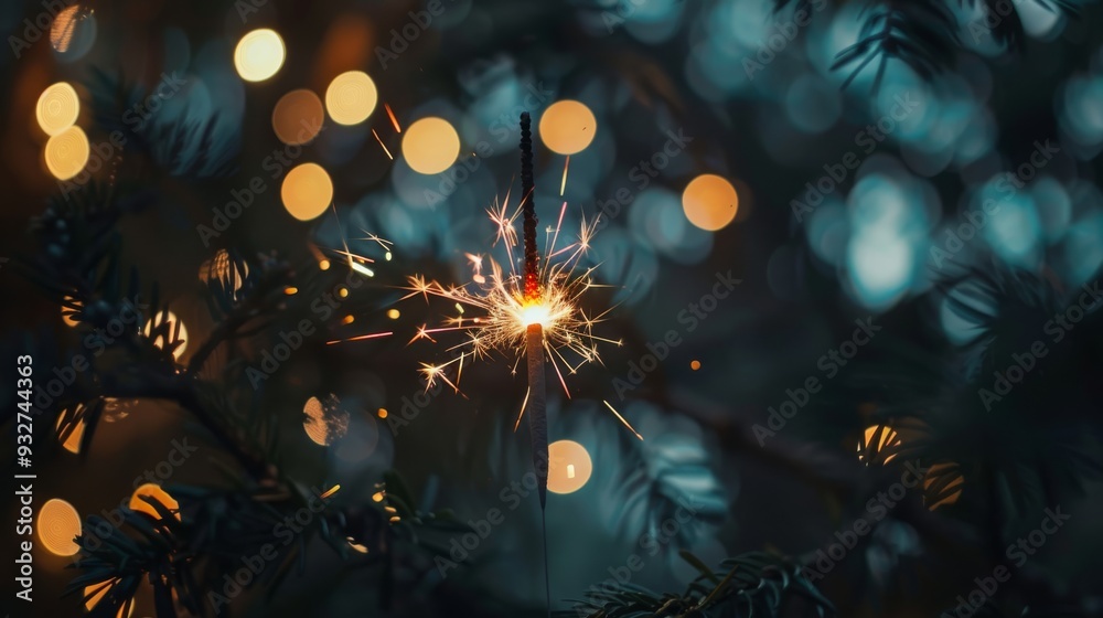 Aufkleber Sparkler with festive bokeh background