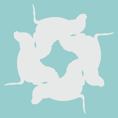 a ceramic design in the shape of a seal that is rotated so that it becomes abstract