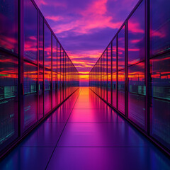 Obraz premium Mass Server racks in Hugh server room data center