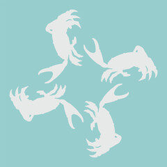 ceramic design with crab animal motif that has been rotated so it looks abstract