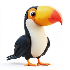 Naklejka premium 3D rendering of a cute cartoon toucan isolated