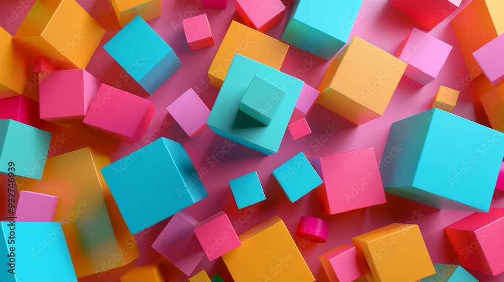 Leinwandbilder vibrant array of 3d cubes in different shades and angles creating a sense of movement against a soli