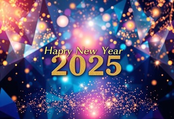Vibrant New Year 2025 Abstract Background with Geometric Patterns