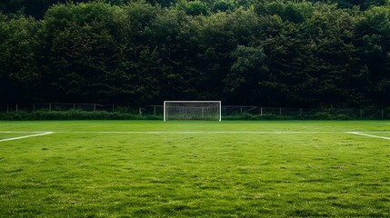 Vibrant Green Gaelic Football Pitch with Goalposts at Each End for Athletic Competition and Team Sport Event
