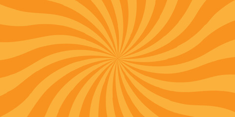 Minimal sunrise radiate striped geometric circus light orange sunburst ray vector backdrop texture background. orange and red retro poster shine spiral template design.	
