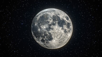 Obraz premium Full Moon in a Starry Sky