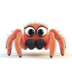 Obraz premium 3D cartoon illustration of a cute black spider on a white background