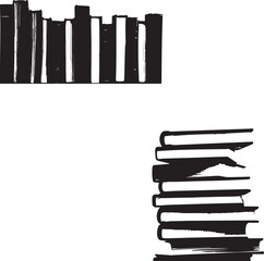 Books silhouette set on white background