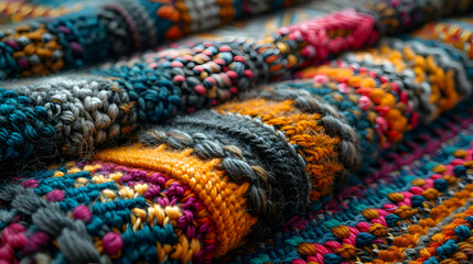 Colorful Knitted Fabric Closeup Photography