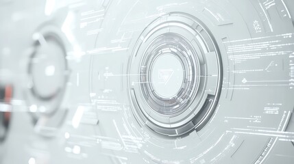 Obraz premium Futuristic white digital interface with abstract geometric shapes, offering a clean and modern look.