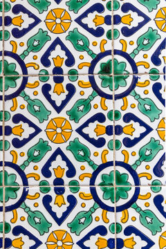 Tunis, Tunisia. Decorative tilework on a building.