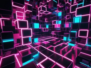 Obraz premium 3D abstract background with neon lights neon cubes spa