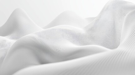 Minimalistic white digital interface with flowing abstract design elements, creating a modern tech aesthetic.