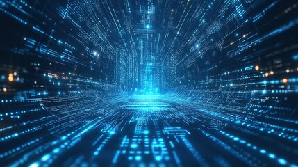 Digital information technology concept Future technology on modern blue background