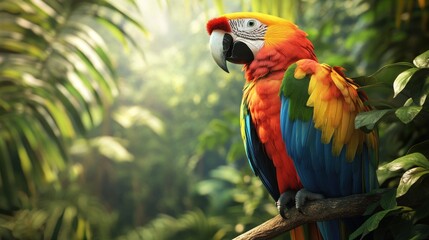 Scarlet Macaw in Tropical Paradise