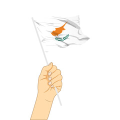 Obraz premium Vector illustration of Cyprus flag in hand on transparent background