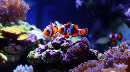 Clownfish in a Coral Reef Aquarium